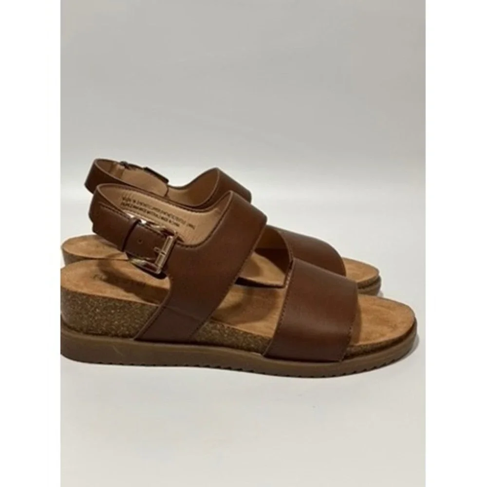 Flexi Step Nolan Brown Faux Leather Ankle Strap Sandal‎ Women's Size 7M Comfort - Picture 6 of 9